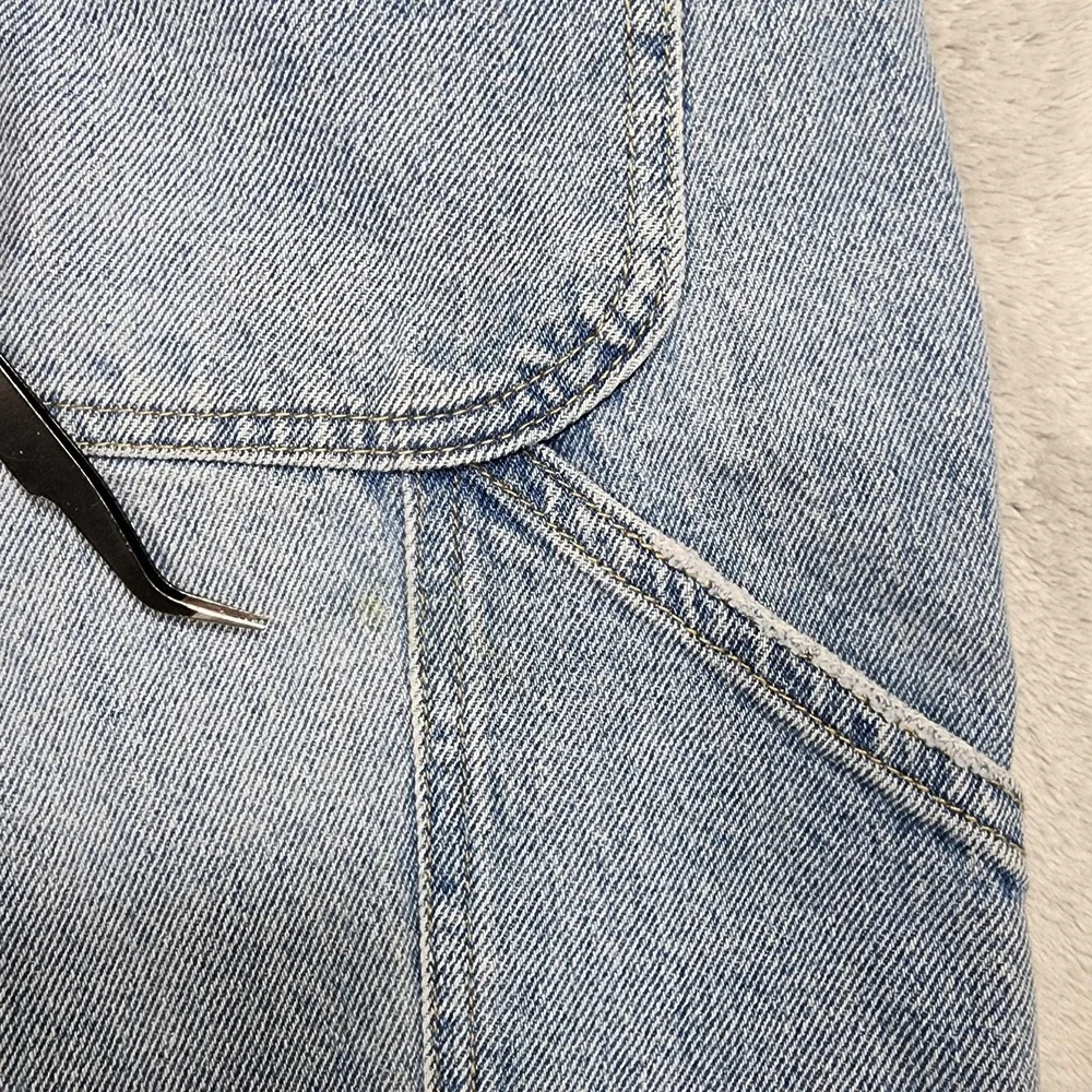 Organic Blue‎ Jeans Womens 7/28 Blue High Rise Relaxed Straight Carpenter Denim